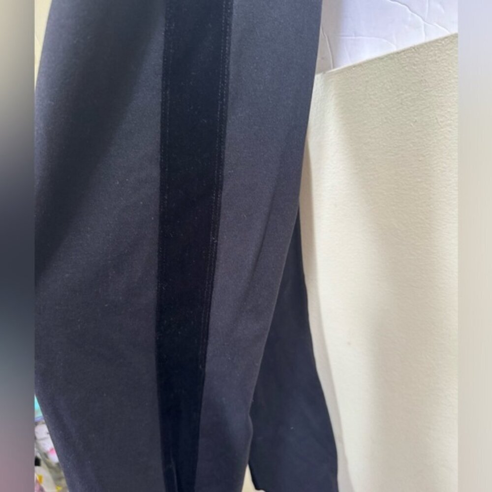 Hue Ponte Velvet Tuxedo Stripe Pants Pull On Slimming Straight Leg Minimalist M - Picture 4 of 10